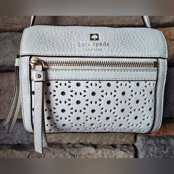 kate spade Handbags - KATE SPADE Ivory Perri Lane Crossbody Shoulder Bag Laser Cut Pebbled Leather